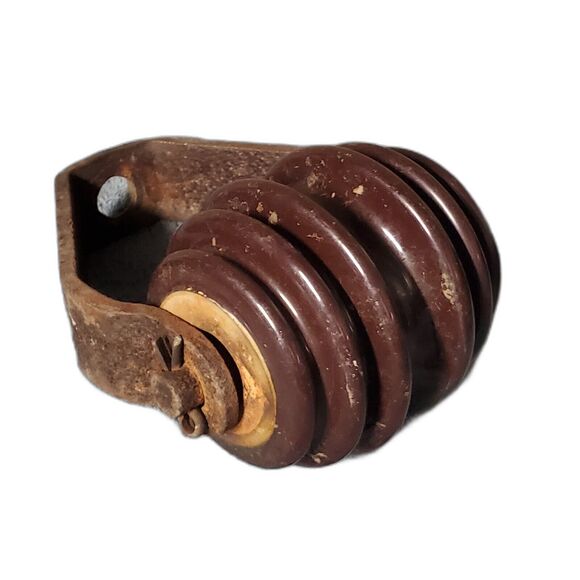 VTG Porcelain Spool Electrical Insulator Pineapple & Steel Mounting Bracket #2 - Picture 1 of 5